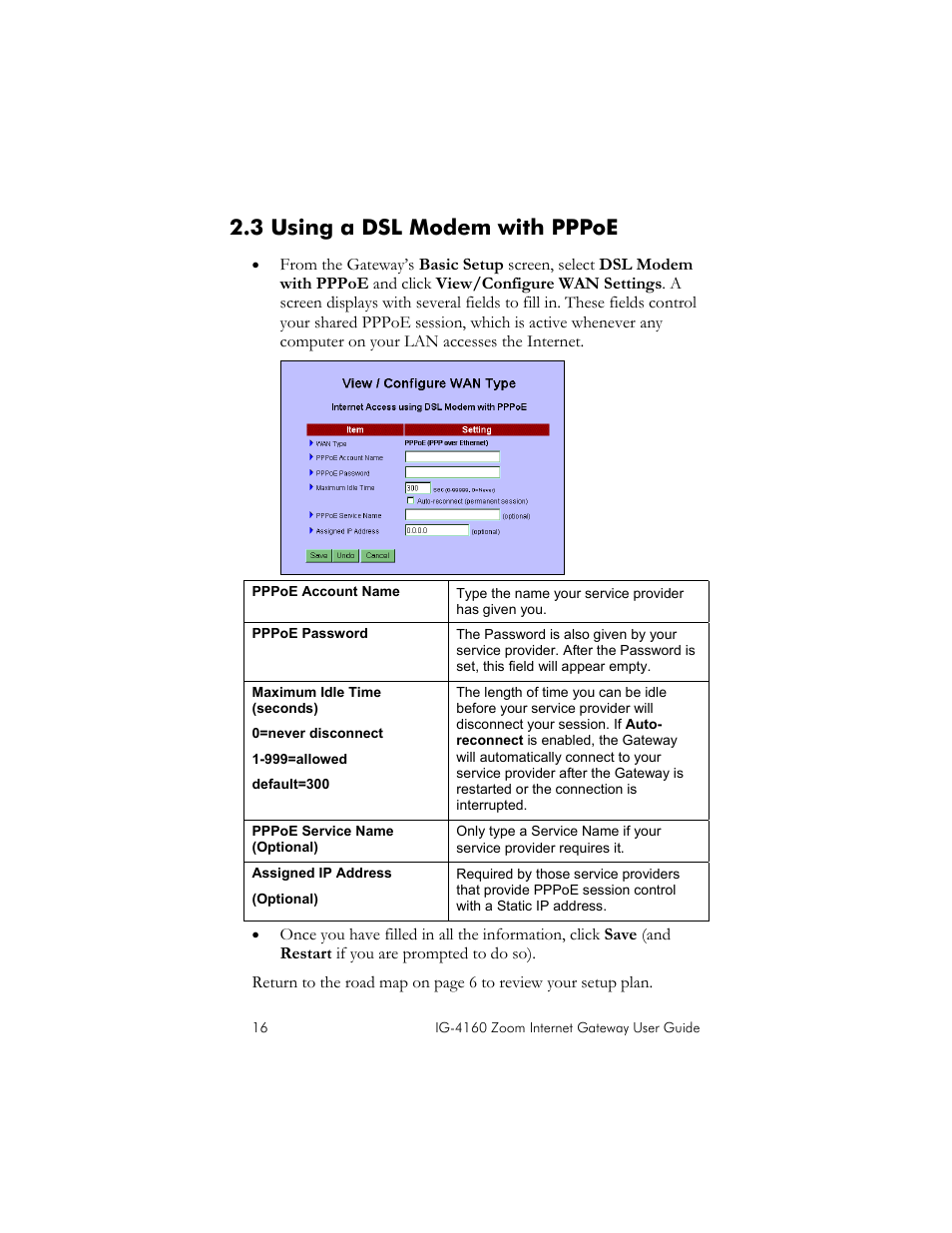3 using a dsl modem with pppoe, Sing a, Dsl m | Odem with | Zoom IG-4160 User Manual | Page 16 / 48