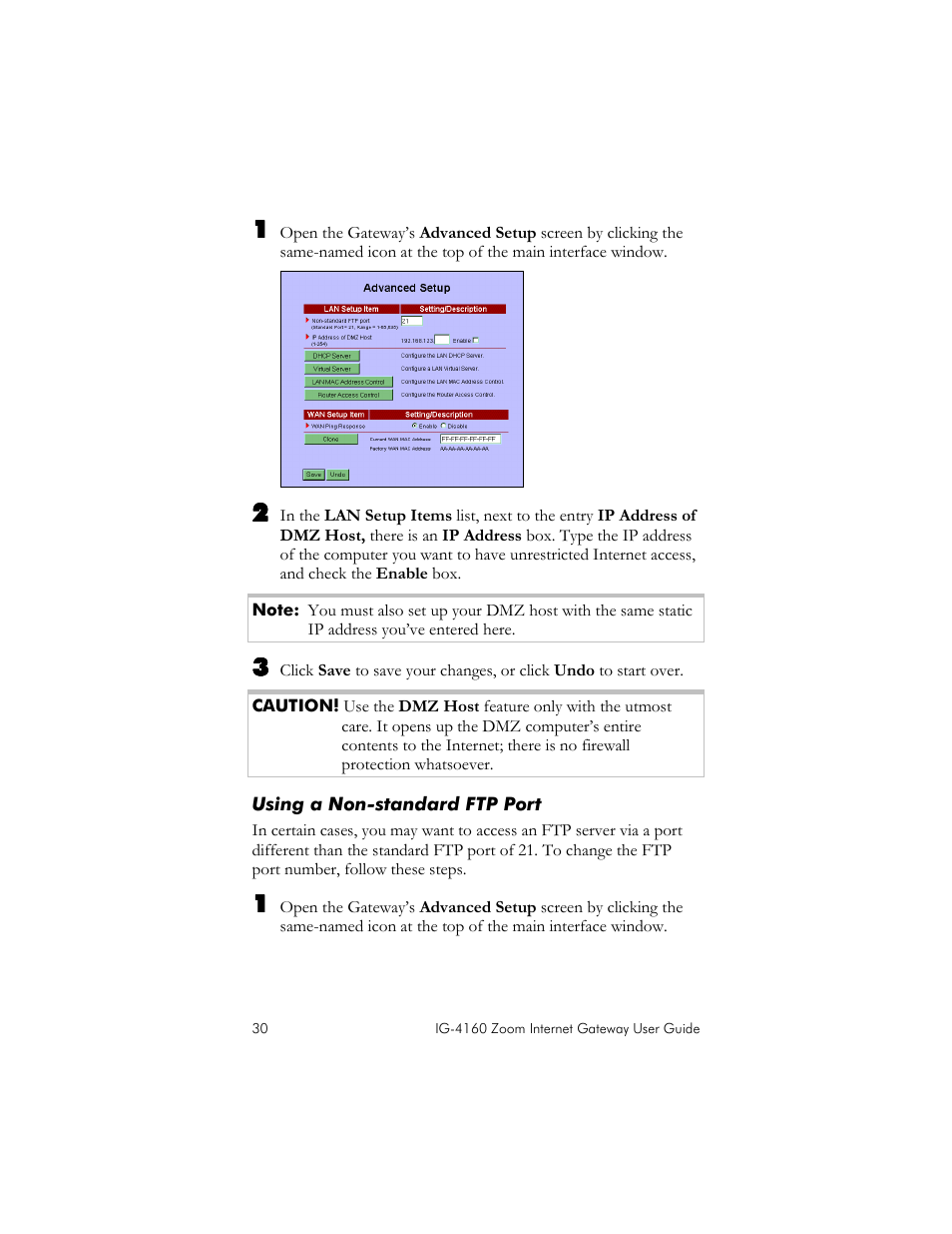 Using a non-standard ftp port | Zoom IG-4160 User Manual | Page 30 / 48