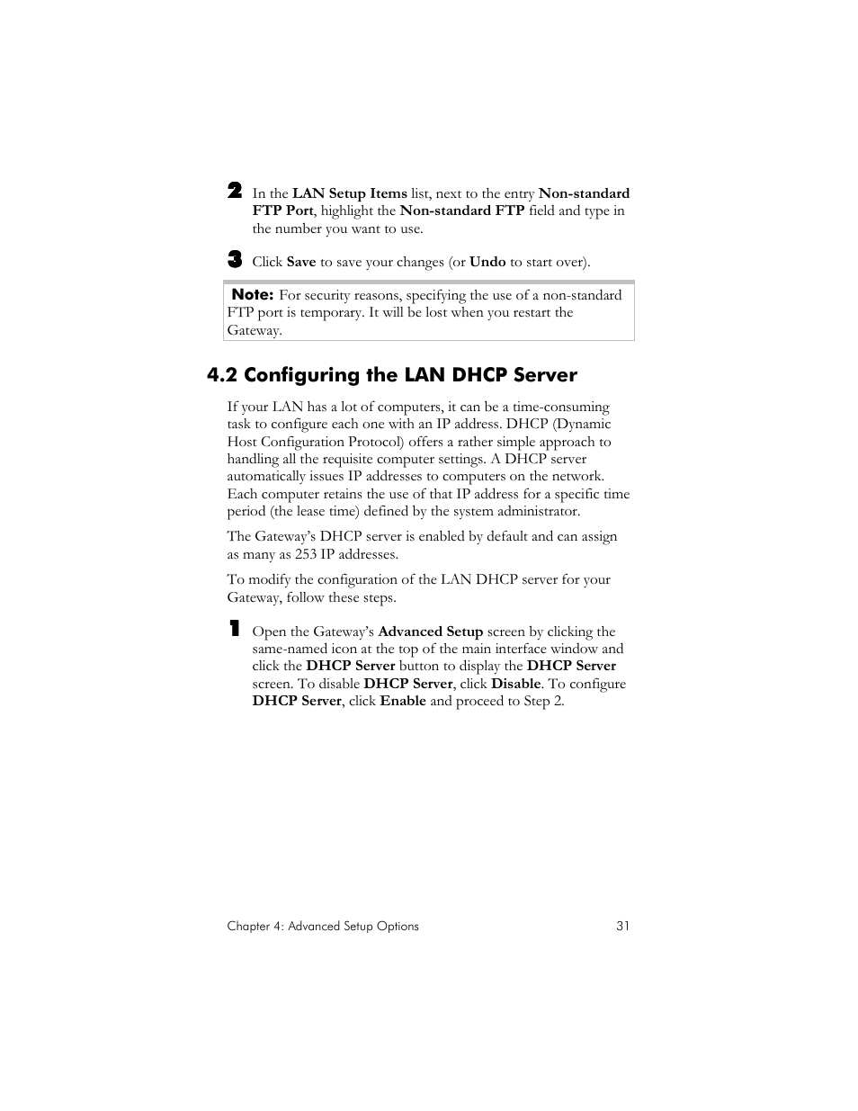 2 configuring the lan dhcp server, Onfiguring the, Lan dhcp s | Erver | Zoom IG-4160 User Manual | Page 31 / 48