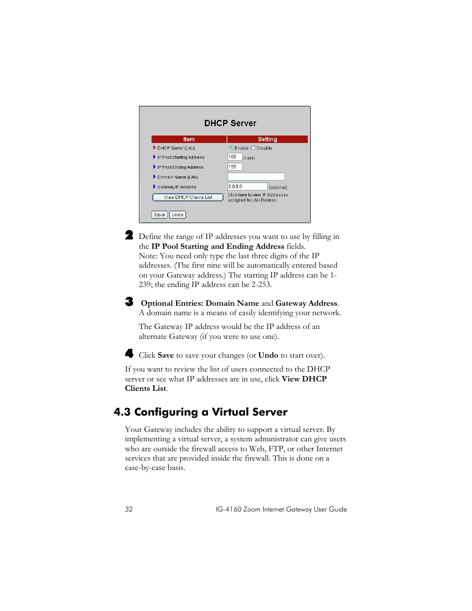 3 configuring a virtual server, Onfiguring a, Irtual | Erver | Zoom IG-4160 User Manual | Page 32 / 48