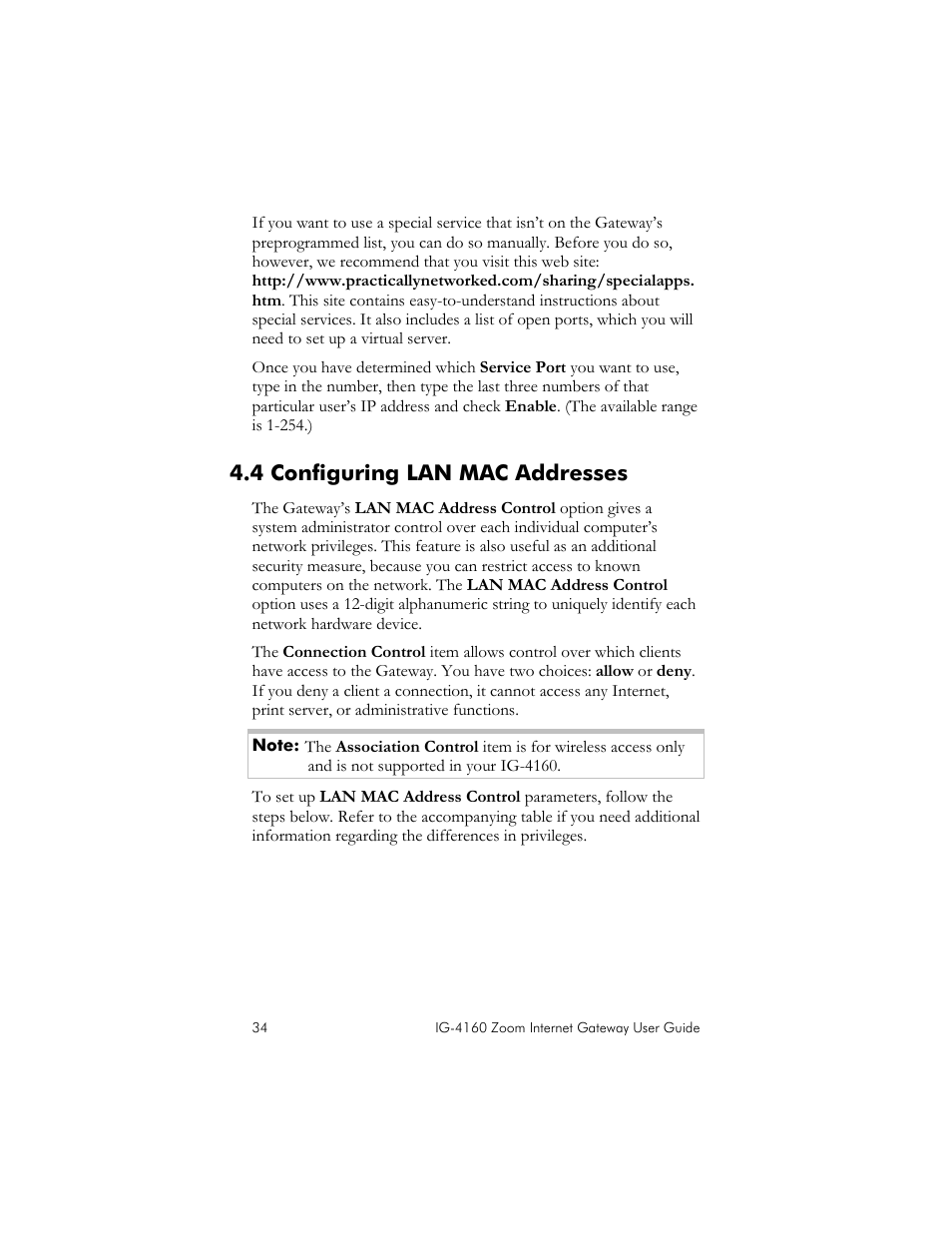 4 configuring lan mac addresses, Onfiguring, Lan mac a | Ddresses | Zoom IG-4160 User Manual | Page 34 / 48