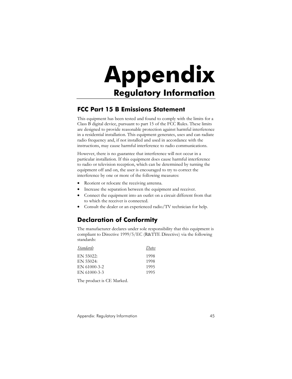 Regulatory information, Appendix | Zoom IG-4160 User Manual | Page 45 / 48