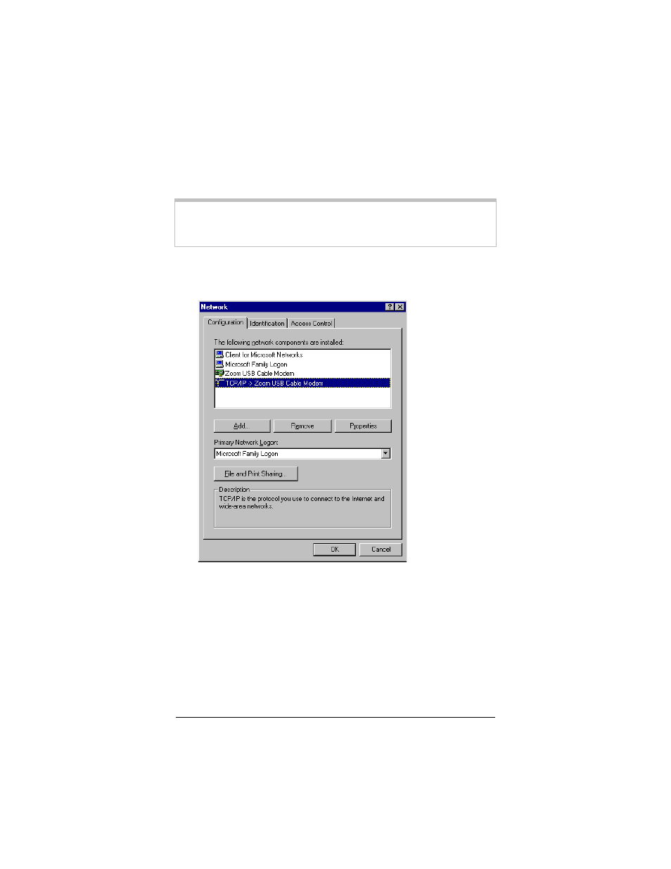 Windows 98/me network settings | Zoom CableModem User Manual | Page 15 / 32