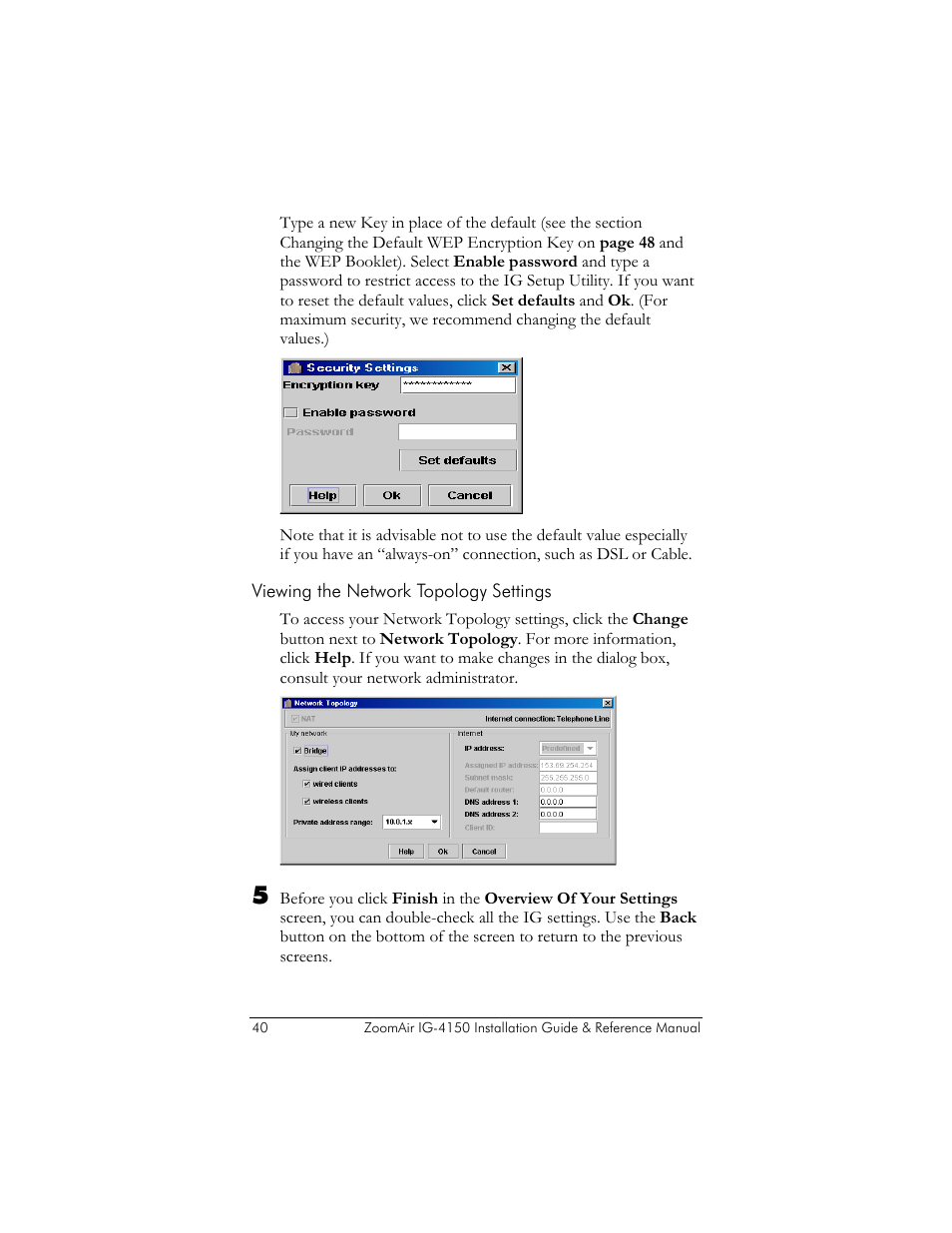 Viewing the network topology settings | Zoom ZoomAir IG-4150 User Manual | Page 40 / 72