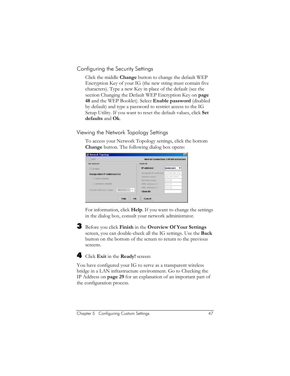 Configuring the security settings, Viewing the network topology settings | Zoom ZoomAir IG-4150 User Manual | Page 47 / 72