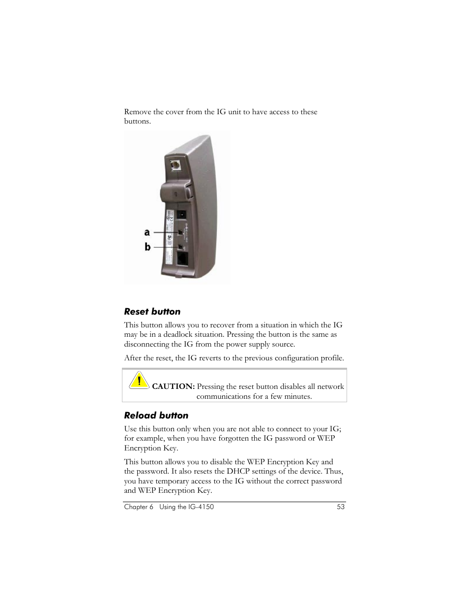 Reset button, Reload button | Zoom ZoomAir IG-4150 User Manual | Page 53 / 72