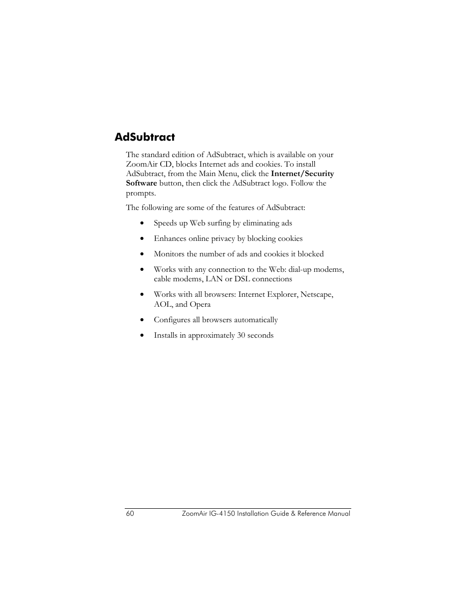 Adsubtract, Larm and, Larm | Zoom ZoomAir IG-4150 User Manual | Page 60 / 72