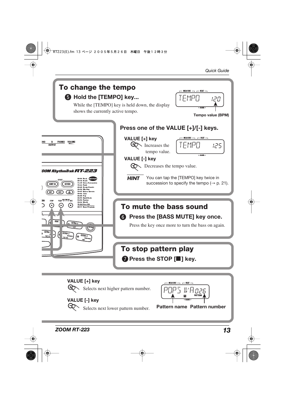 Pops1va, Tempo | Zoom RT-223 User Manual | Page 13 / 88