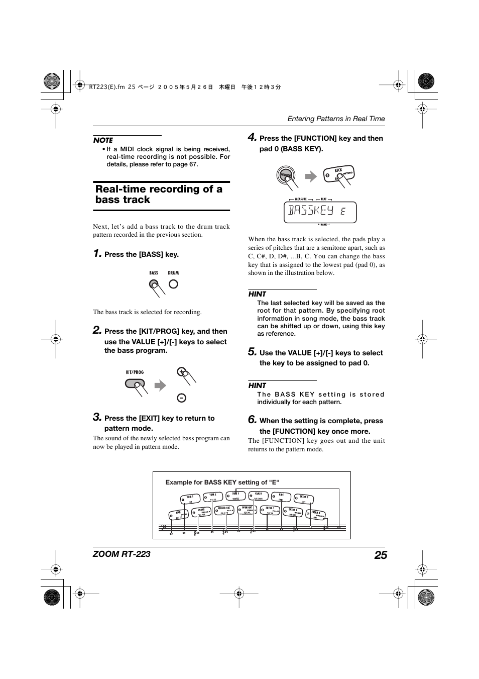 Real-time recording of a bass track, Basske | Zoom RT-223 User Manual | Page 25 / 88