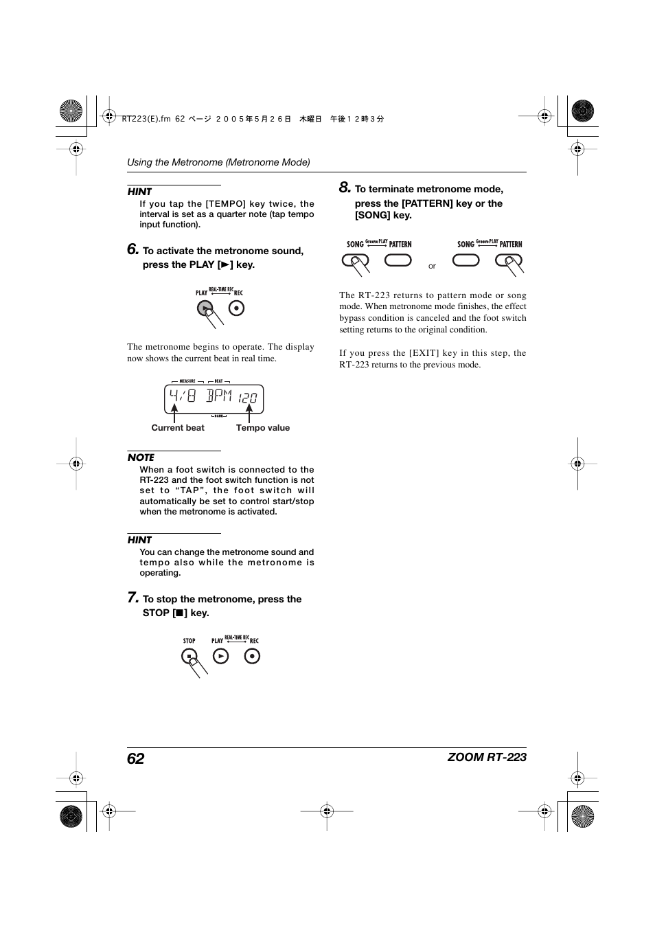 4/8 bpm | Zoom RT-223 User Manual | Page 62 / 88