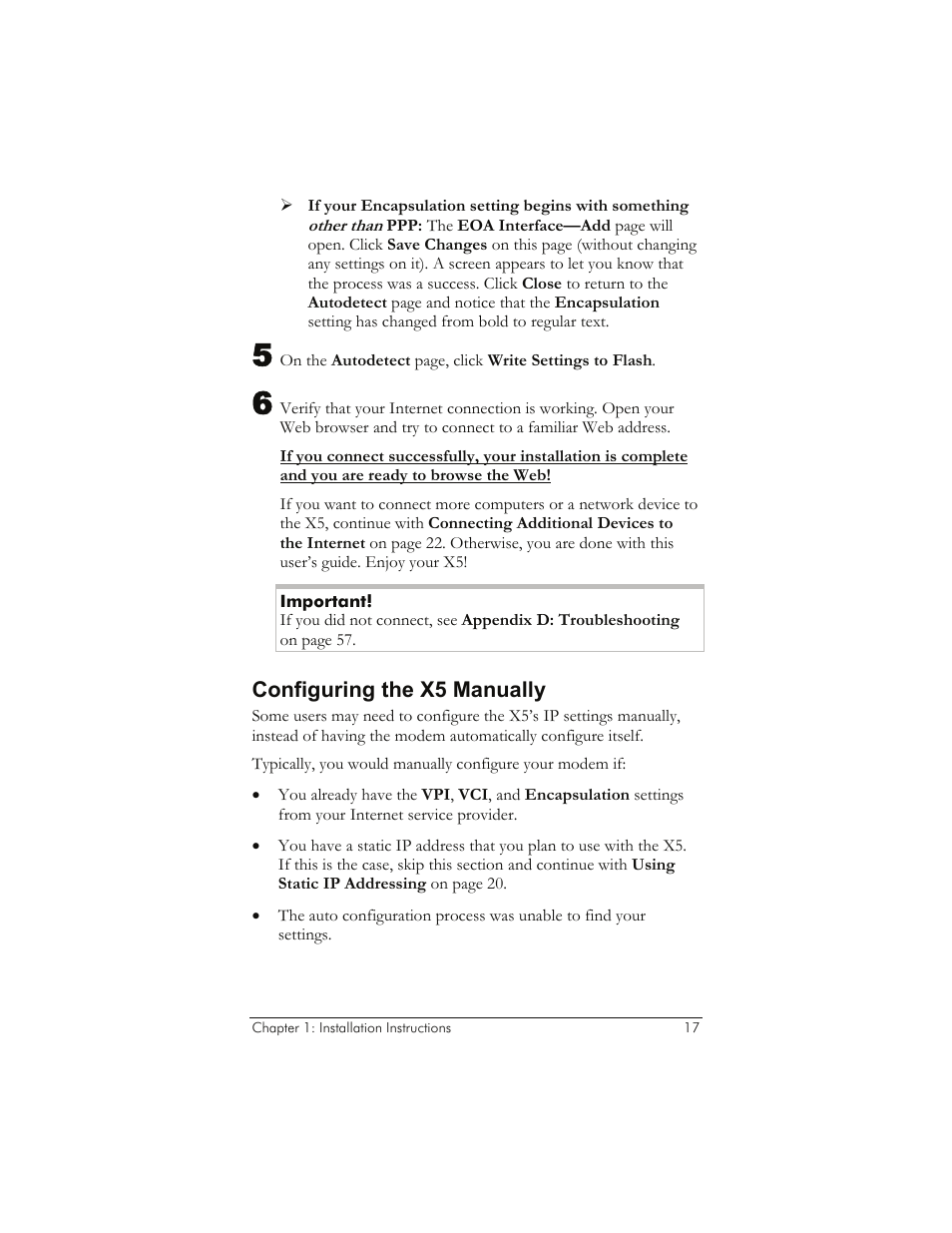 Configuring the x5 manually | Zoom 1065 User Manual | Page 17 / 66