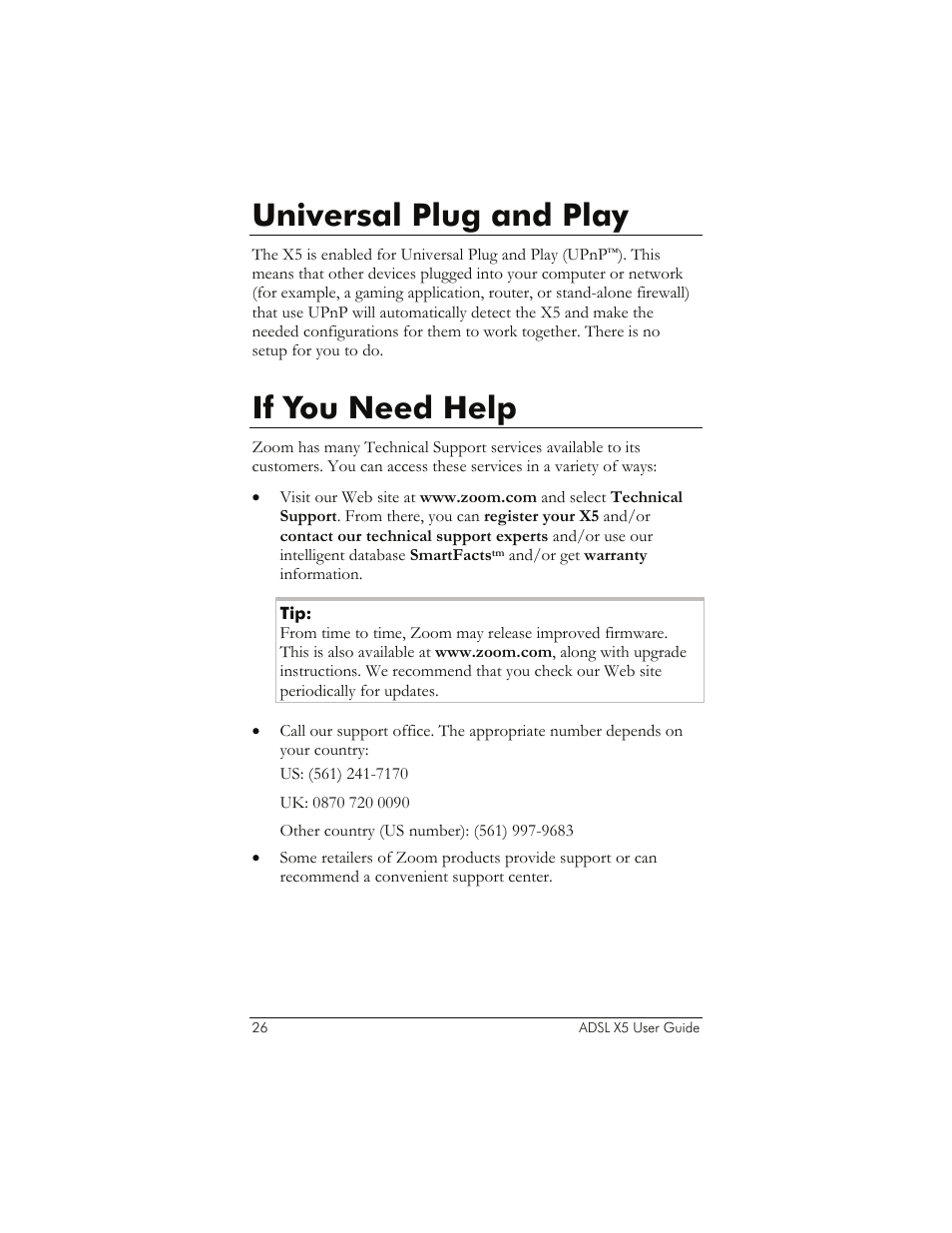 Universal plug and play, If you need help, Niversal | Lug and | Zoom 1065 User Manual | Page 26 / 66