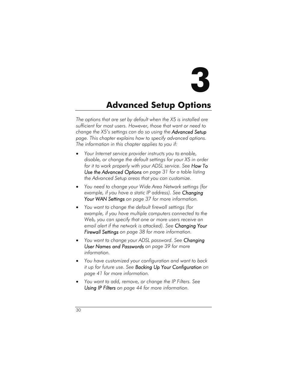 Dvanced, Etup, Ptions | Advanced setup options | Zoom 1065 User Manual | Page 30 / 66