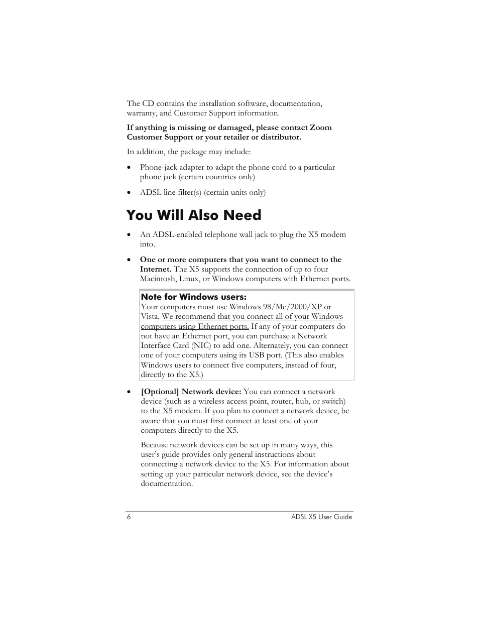 You will also need | Zoom 1065 User Manual | Page 6 / 66