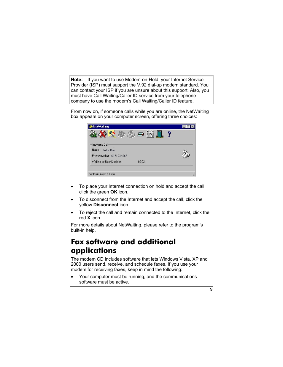 Fax software and additional applications | Zoom 3095 User Manual | Page 9 / 36