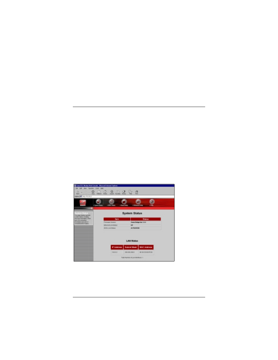 1 monitoring system status, 2 monitoring adsl status, 2 system administration | Onitoring, Ystem, Tatus, Adsl s | Zoom ADSL Modem BRIDGE 5515 User Manual | Page 8 / 32