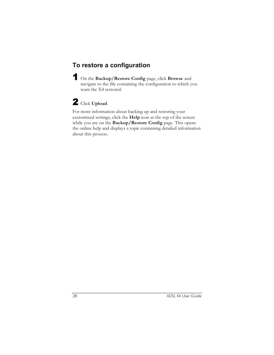 To restore a configuration | Zoom 5651A User Manual | Page 38 / 61