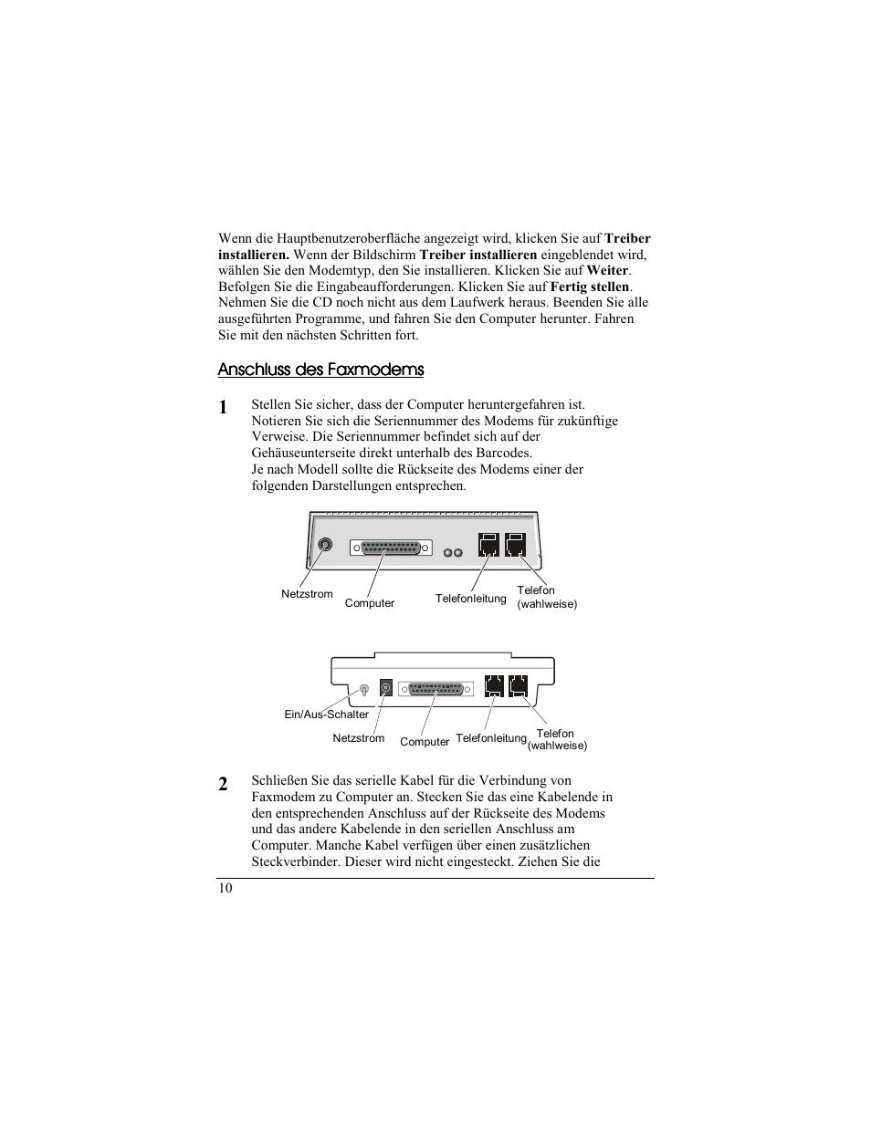 Anschluss des faxmodems, Windows nt 4.0 | Zoom 56K User Manual | Page 10 / 67