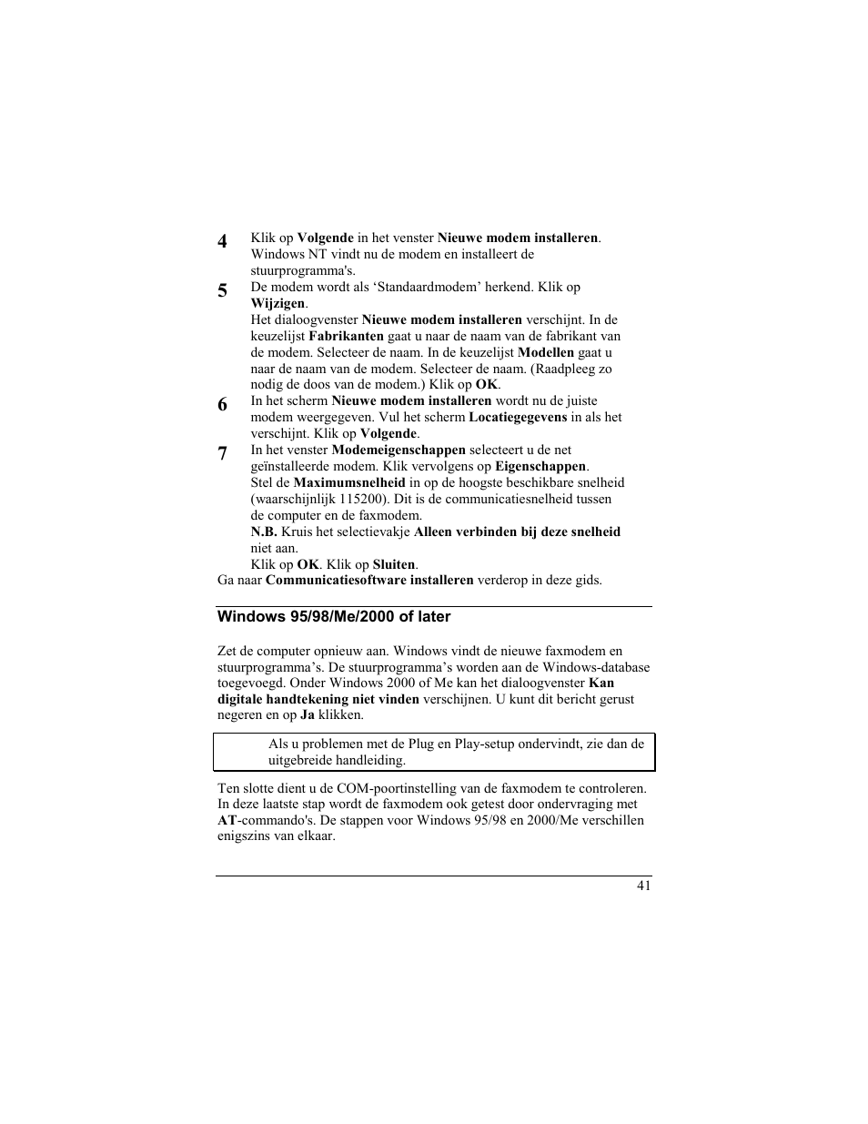 Windows 95/98/me/2000 of later | Zoom 56K User Manual | Page 41 / 67