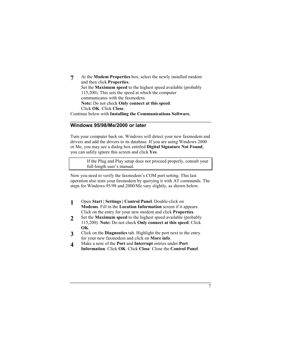 Windows 95/98/me/2000 or later | Zoom 56K User Manual | Page 7 / 67