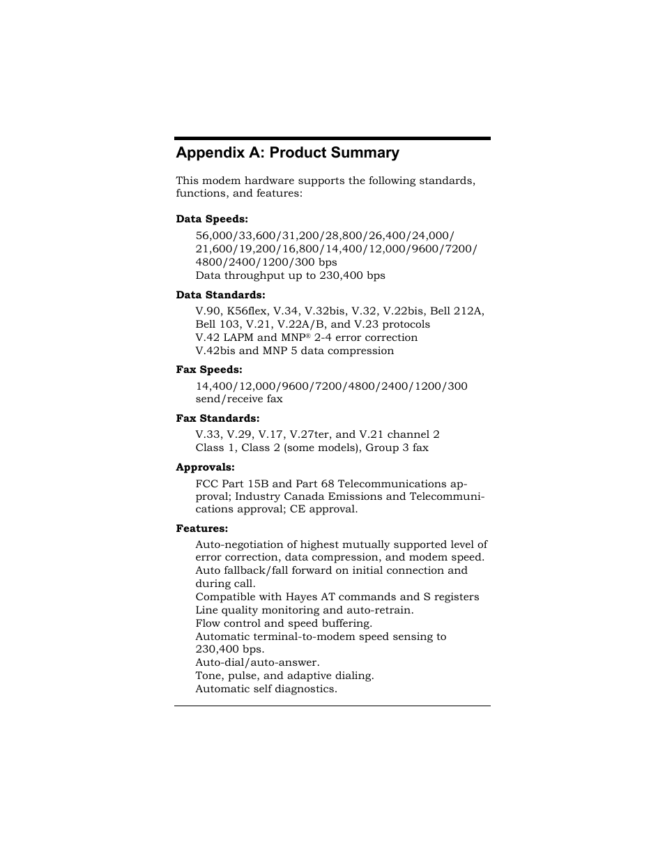 Appendix a: product summary | Zoom MAC User Manual | Page 27 / 32