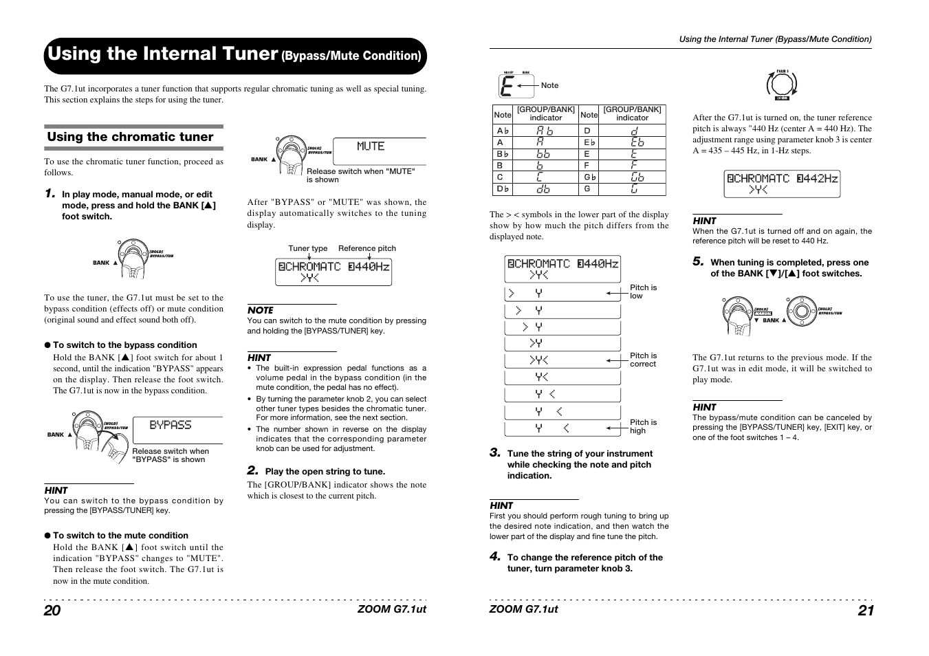 Using the internal tuner | Zoom G7.1ut User Manual | Page 11 / 41