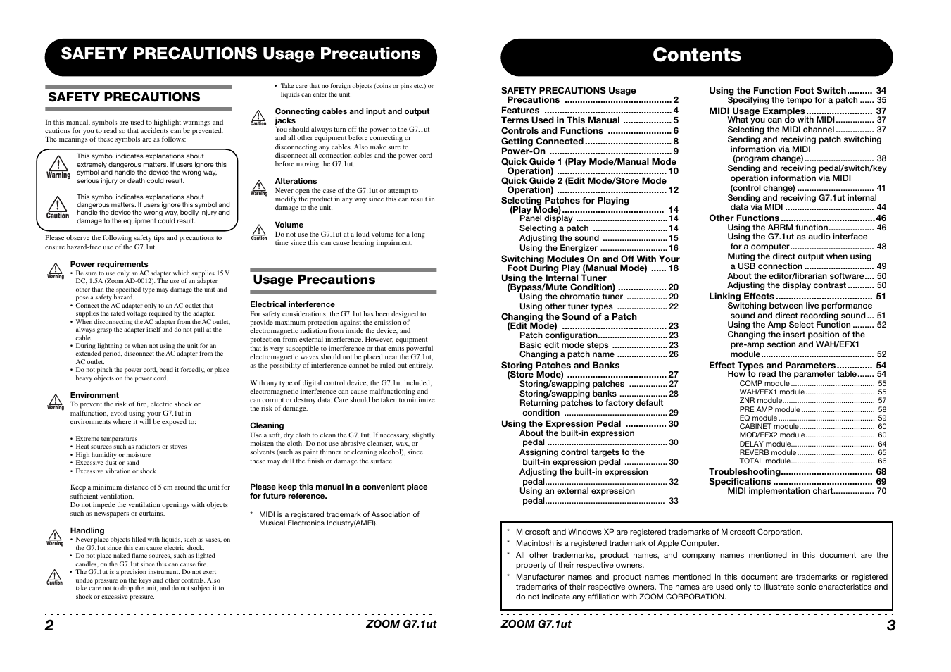 Zoom G7.1ut User Manual | Page 2 / 41