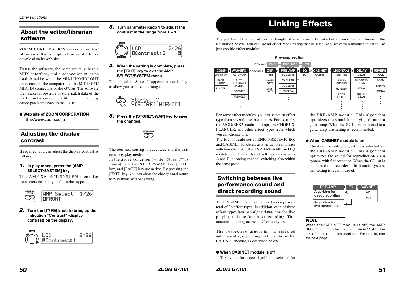 Linking effects | Zoom G7.1ut User Manual | Page 26 / 41