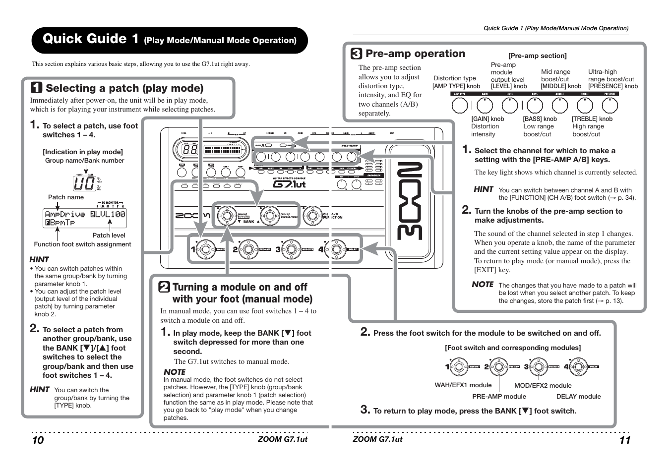 Quick guide 1 | Zoom G7.1ut User Manual | Page 6 / 41