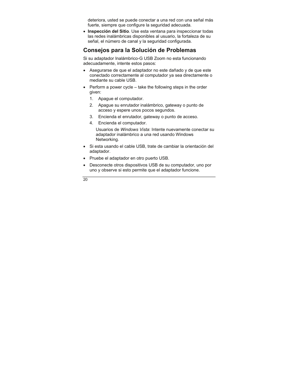 Consejos para la solución de problemas | Zoom 4410A User Manual | Page 20 / 24