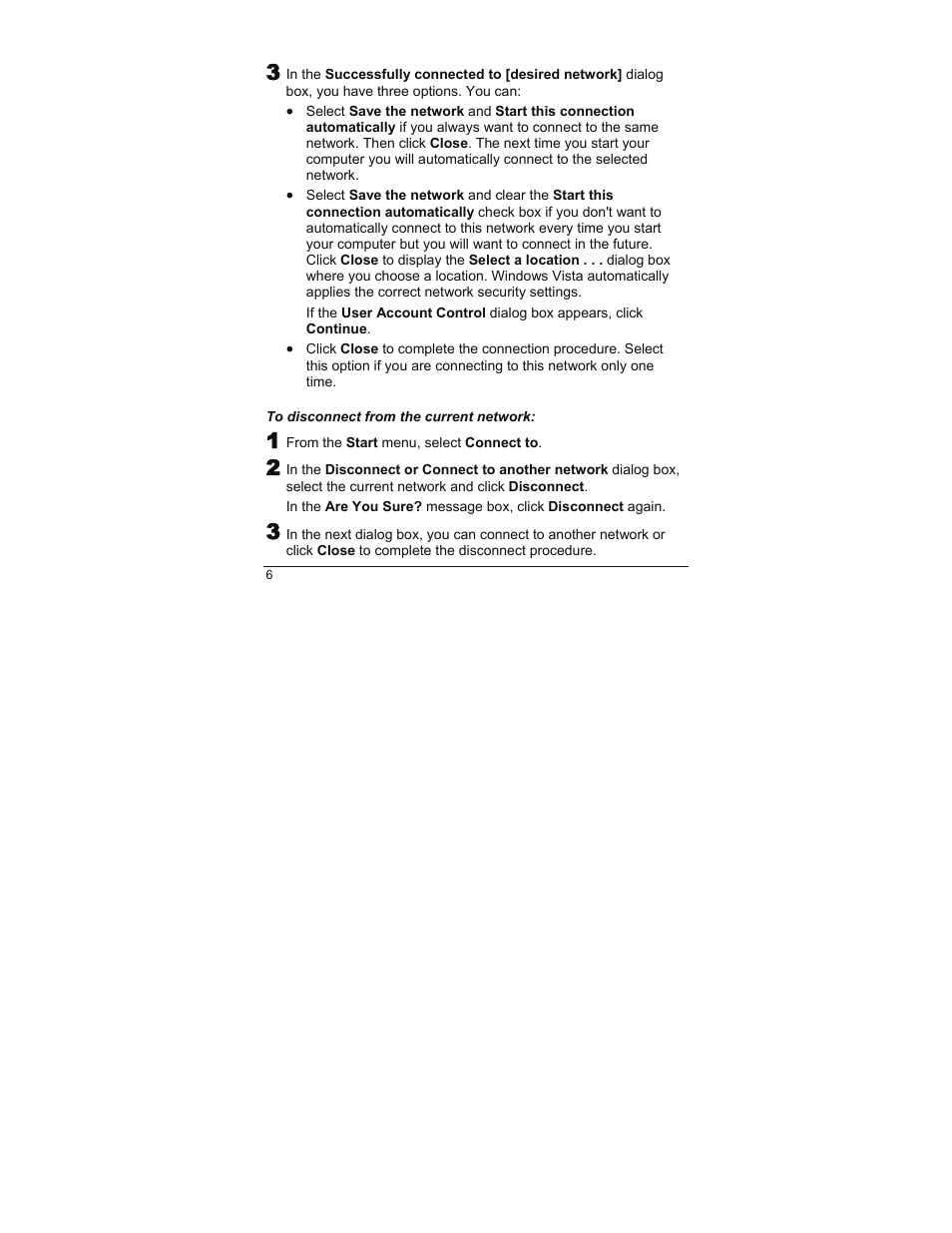 To disconnect from the current network | Zoom 4410A User Manual | Page 6 / 24