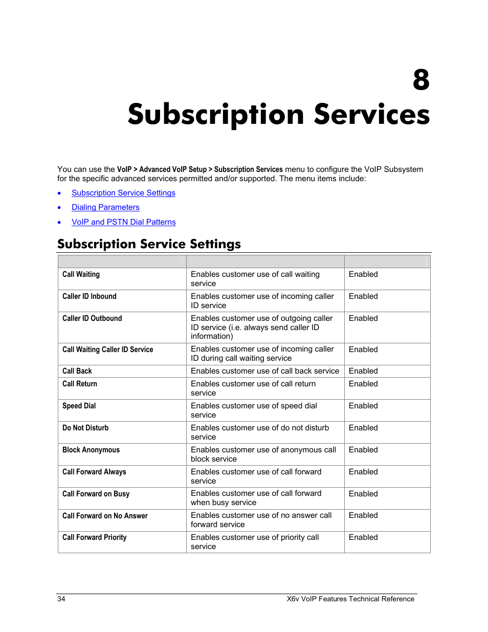 Subscription service settings, 8 subscription services, Ubscription | Ervice, Ettings, Subscription services, 8subscription services | Zoom X6v VoIP User Manual | Page 34 / 51