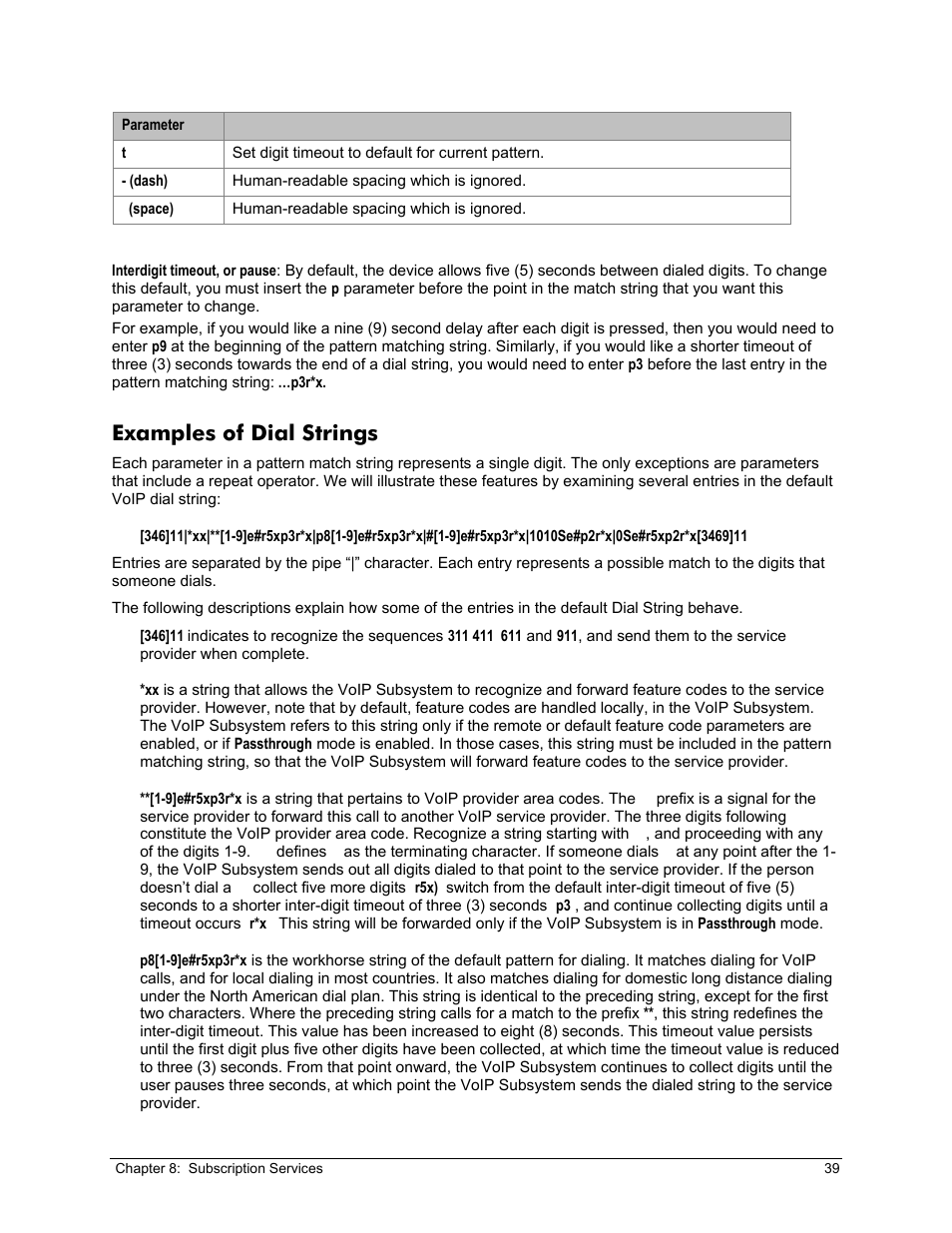 Examples of dial strings | Zoom X6v VoIP User Manual | Page 39 / 51