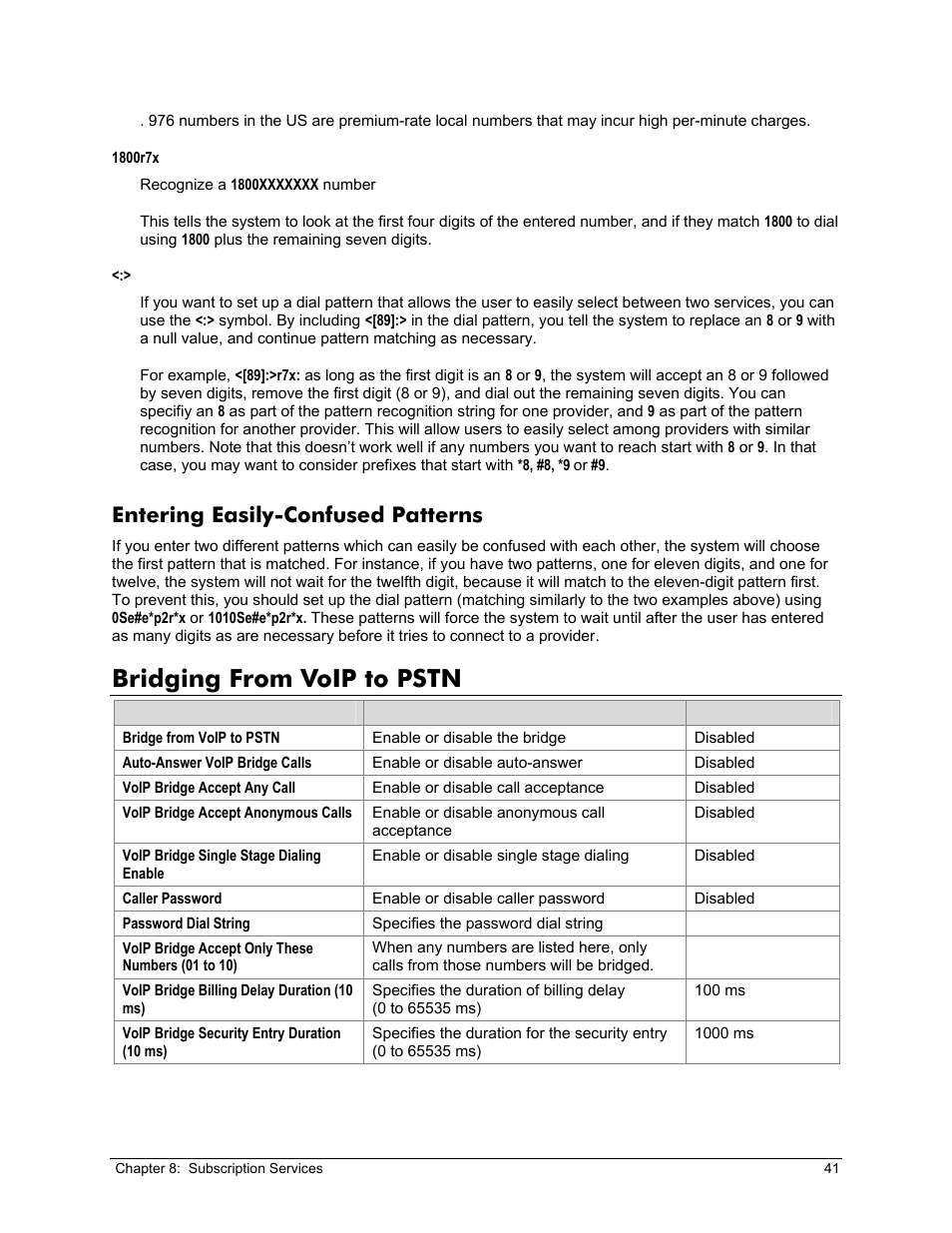 Entering easily-confused patterns, Bridging from voip to pstn, Ridging | Pstn | Zoom X6v VoIP User Manual | Page 41 / 51