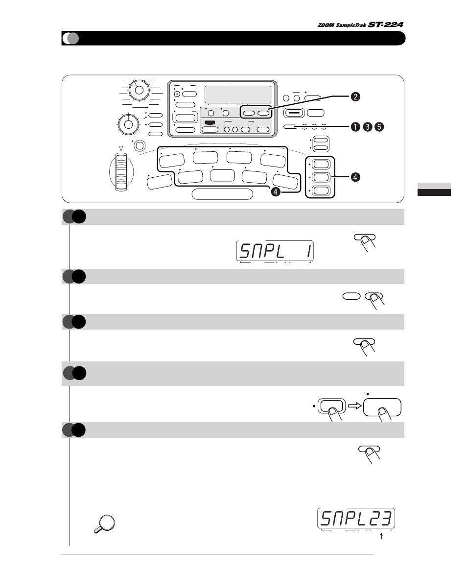 Assigning a sample to a pad, Step, Step assigning a sample to a pad | Press the [pad assign] key, Hint, Sample number | Zoom ST-224 User Manual | Page 27 / 76