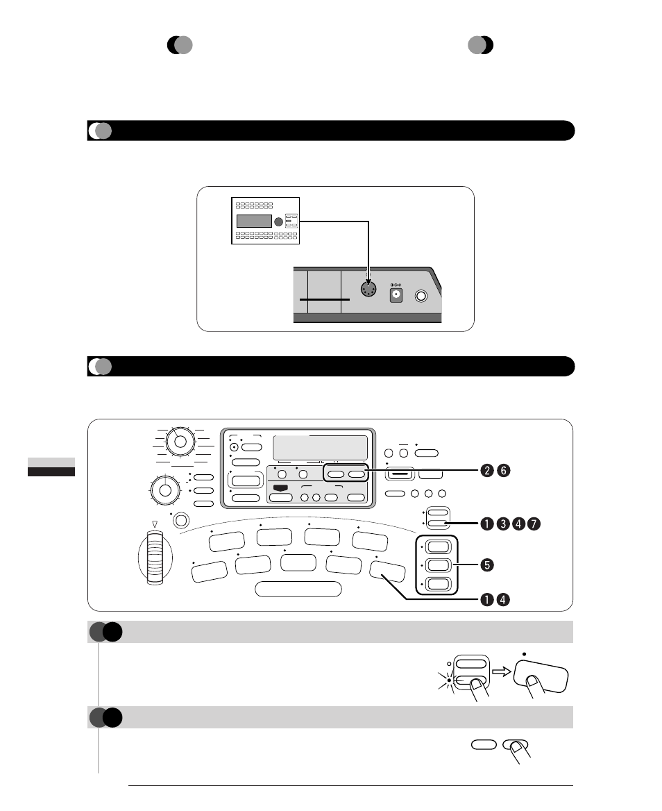 Midi application example, Midi connections, Playing st-224 samples under control of external | Step, Press the [song function] key and the pad 8 (midi), Midi application e xample, Sampling, Keys | Zoom ST-224 User Manual | Page 66 / 76