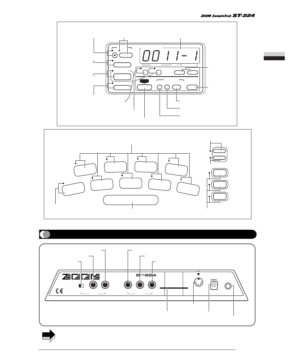 Rear panel, Names of parts | Zoom ST-224 User Manual | Page 7 / 76