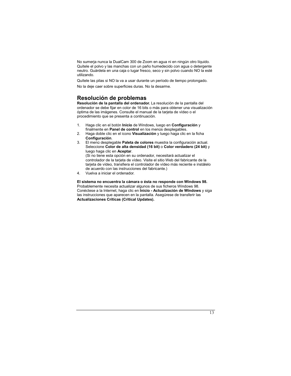 Resolución de problemas | Zoom DUALCAM 300 User Manual | Page 13 / 16