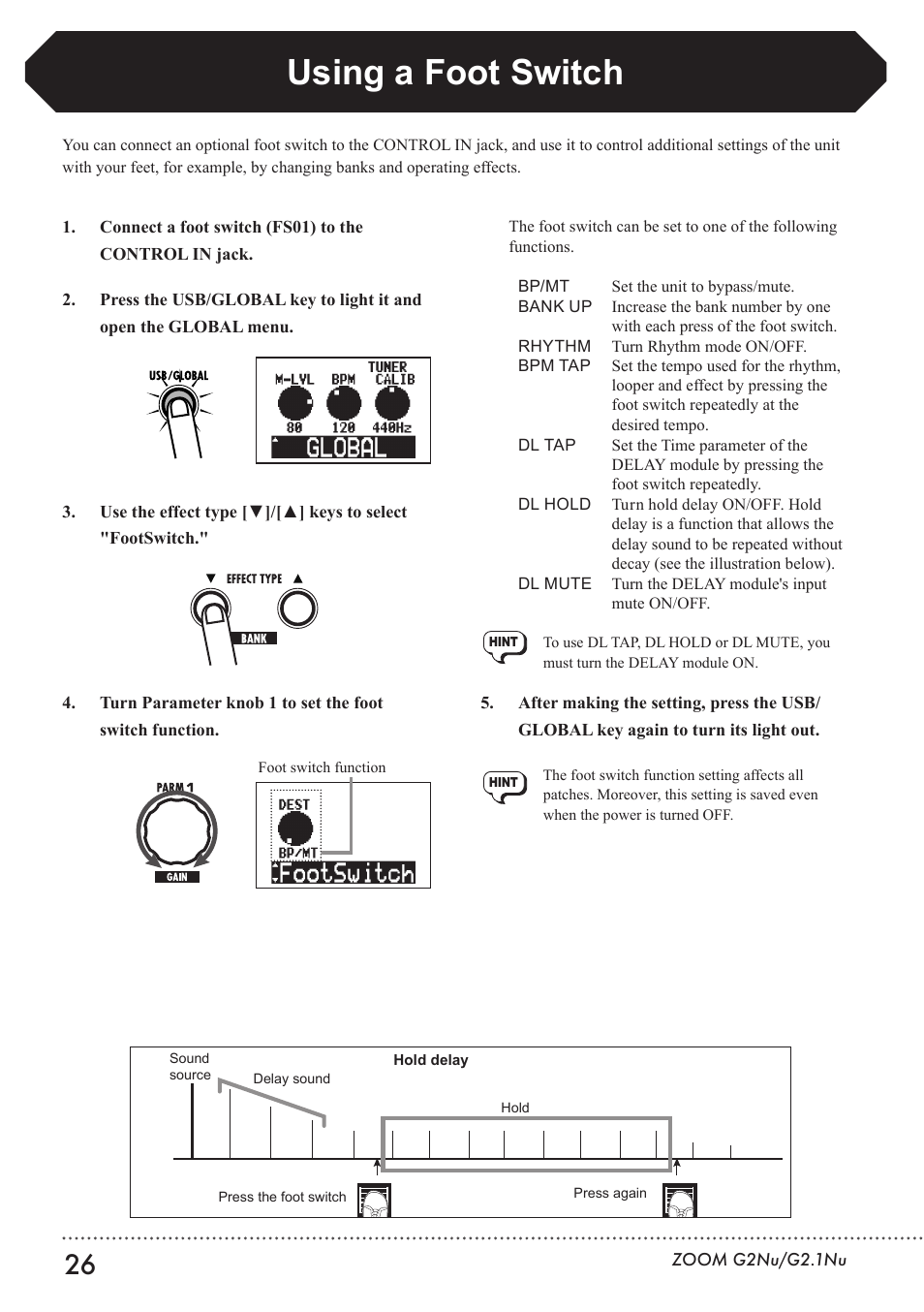 Using a foot switch | Zoom G2.1NU User Manual | Page 26 / 56