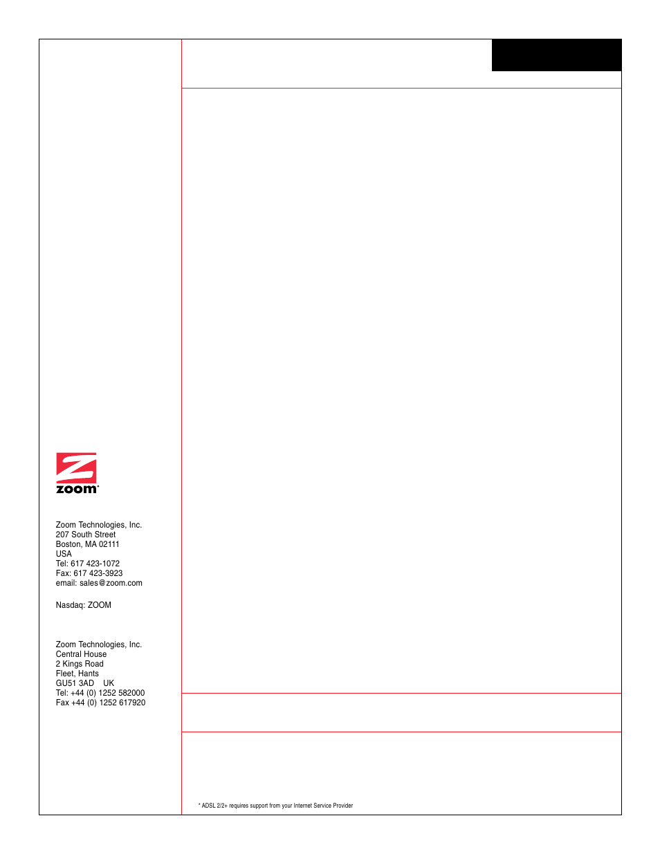 Adsl x4, Model 5651 | Zoom 5651F User Manual | Page 2 / 2