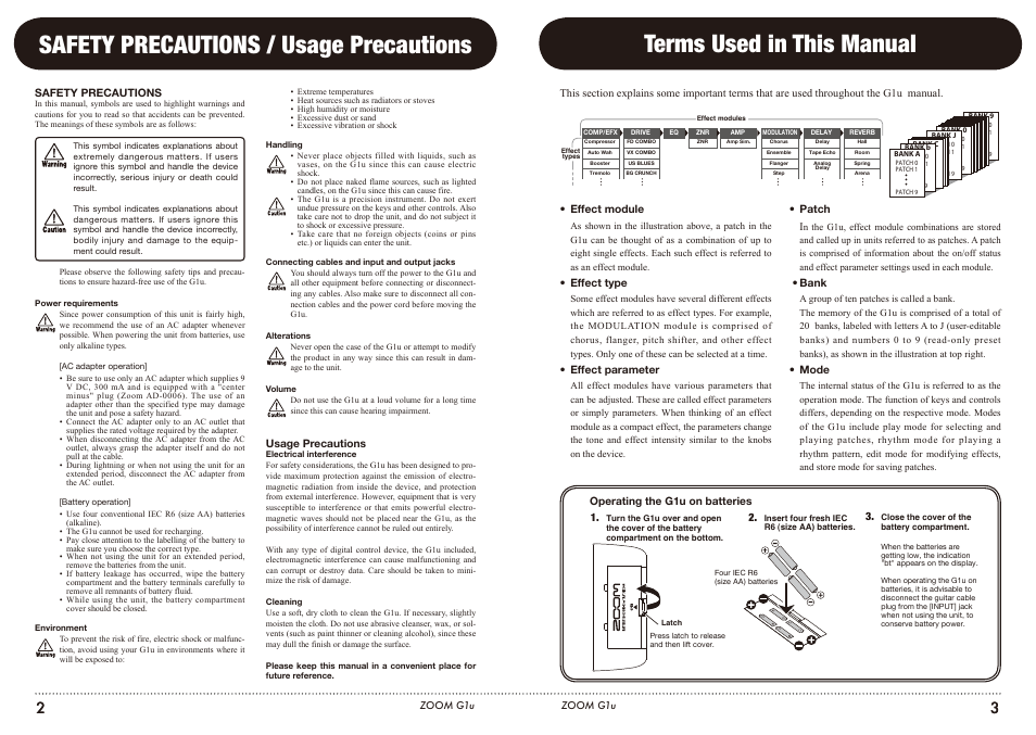 Zoom G1U User Manual | Page 2 / 21