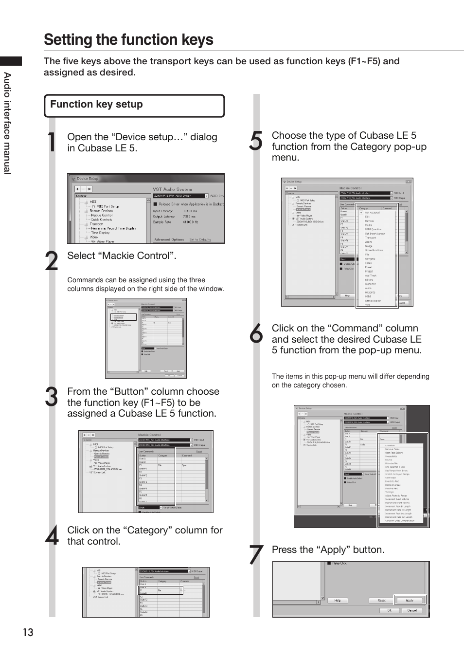 Setting the function keys | Zoom R24 User Manual | Page 14 / 36