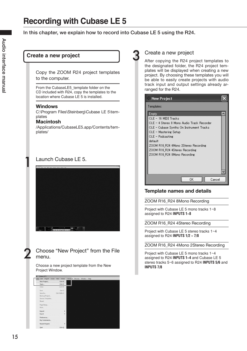 Recording with cubase le 5 | Zoom R24 User Manual | Page 16 / 36