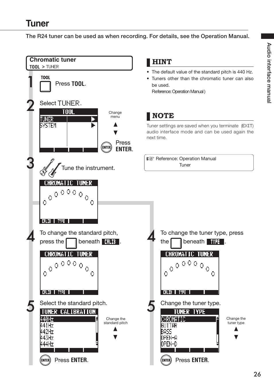 Tuner | Zoom R24 User Manual | Page 27 / 36