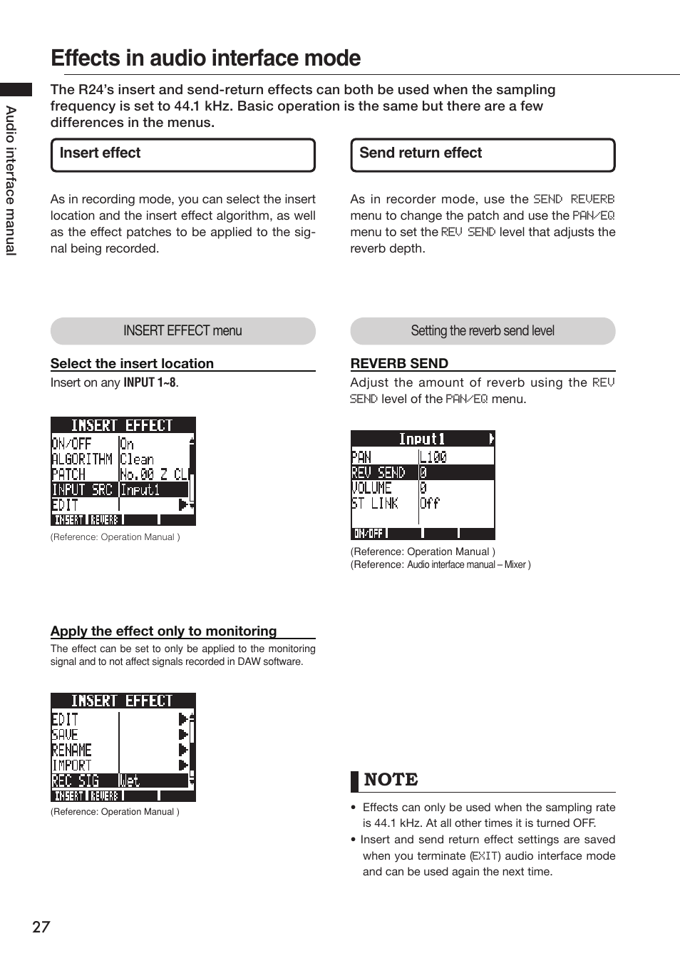 Effects in audio interface mode | Zoom R24 User Manual | Page 28 / 36