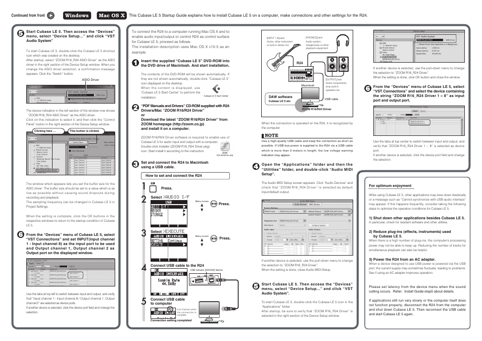 Windows, Mac os x, Audio i/f | Execute | Zoom R24 User Manual | Page 36 / 36