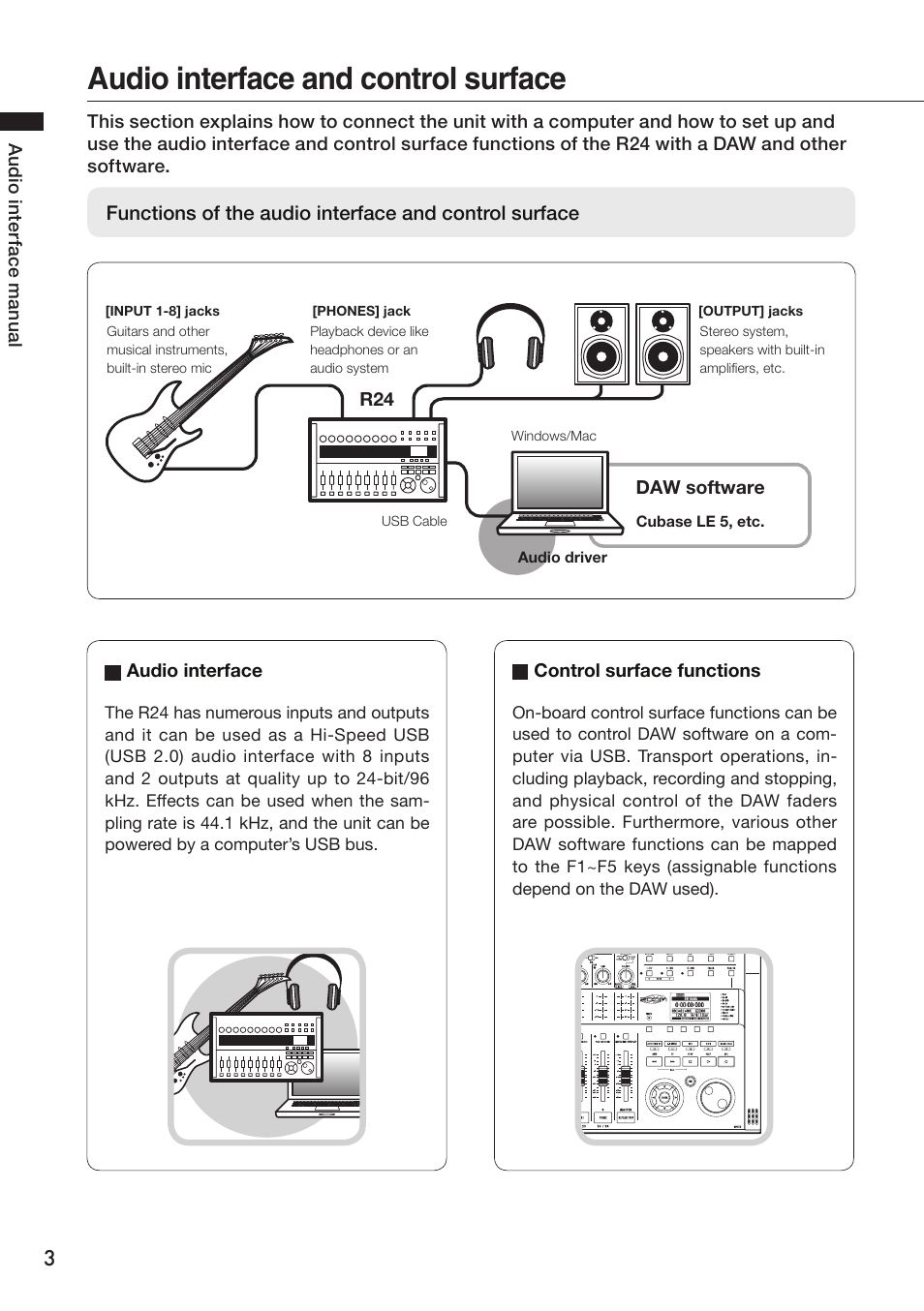 Audio interface and control surface | Zoom R24 User Manual | Page 4 / 36