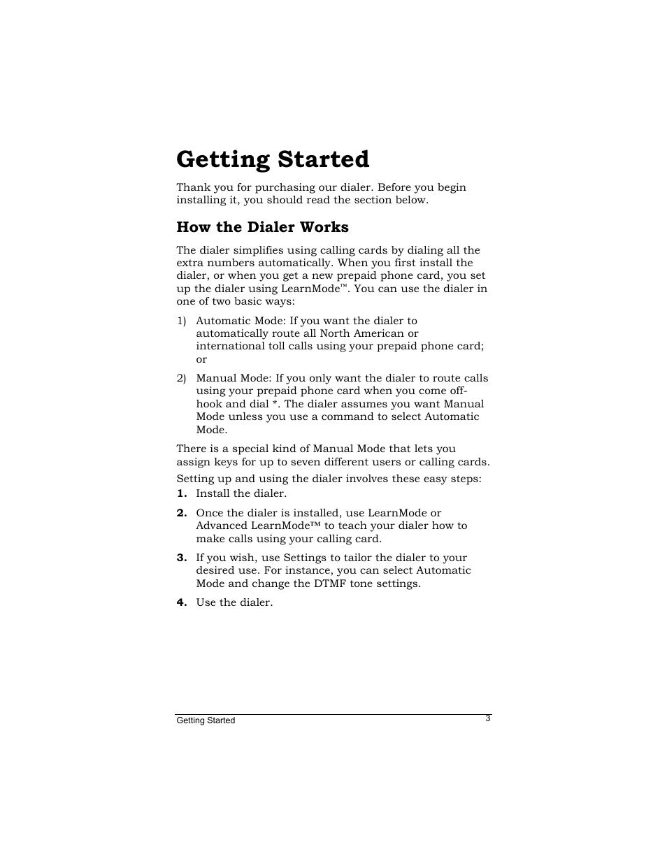 How the dialer works, Getting started, Ow the | Ialer, Orks | Zoom Dialer 26 User Manual | Page 3 / 32