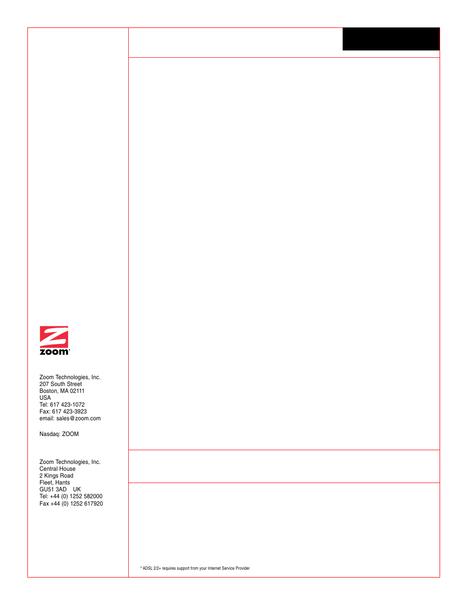 Adsl x3, Model 5660 | Zoom ADSL X3 5660 User Manual | Page 2 / 2