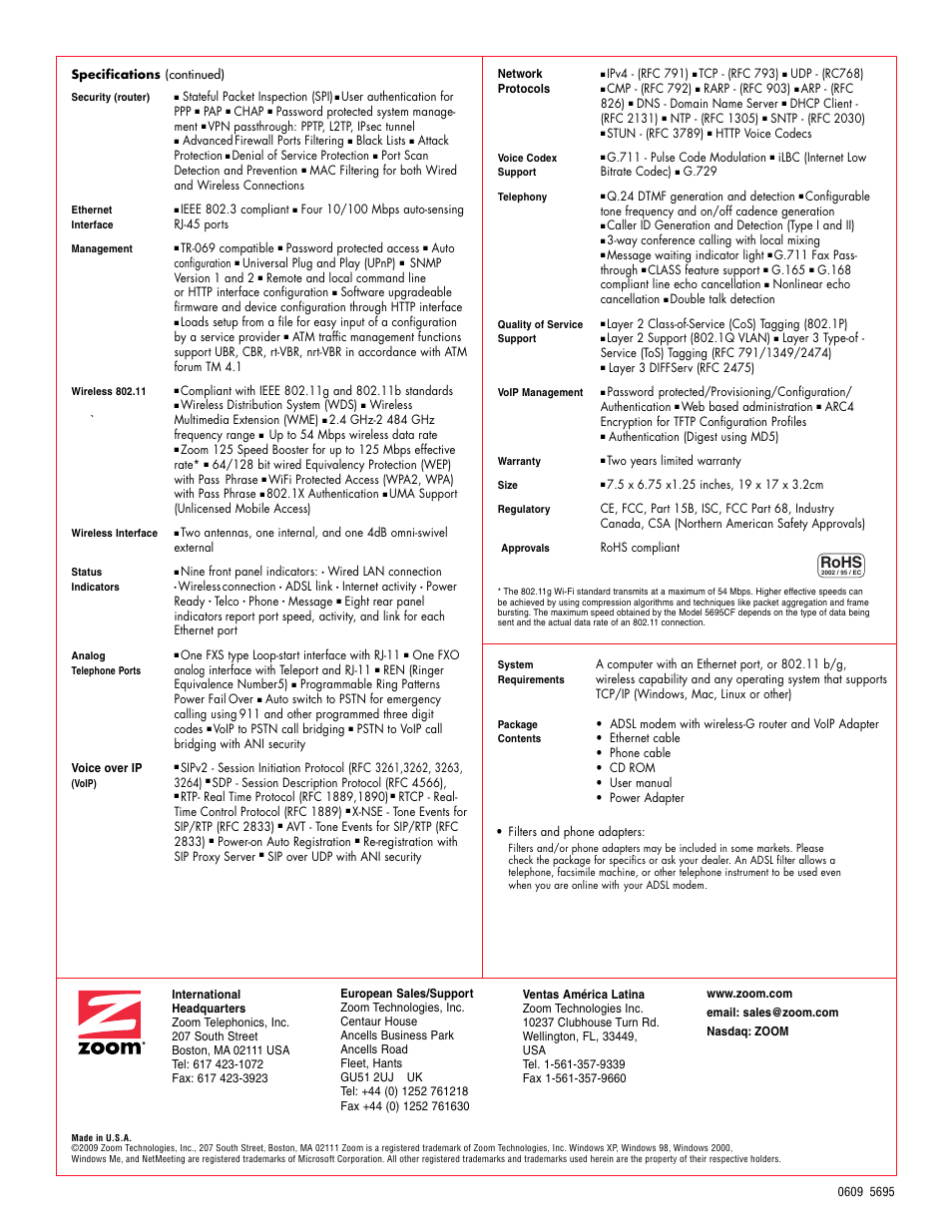 Rohs | Zoom ADSL X6v 5695 User Manual | Page 2 / 2